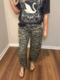 Zebra Stripe Barrel Wide-Leg Jeans